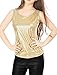 Allegra K Women's Halloween Shiny Party Club Cami Sparkly Metallic Tank Top Medium Gold