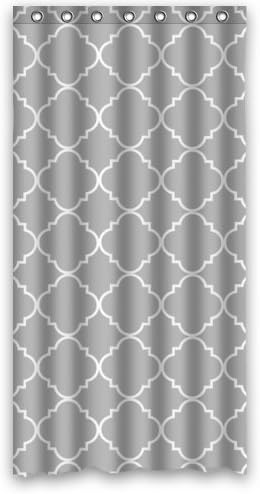 ZHANZZK Light Grey Quatrefoil Pattern Bathroom Waterproof Shower Curtain 36x72 Inches