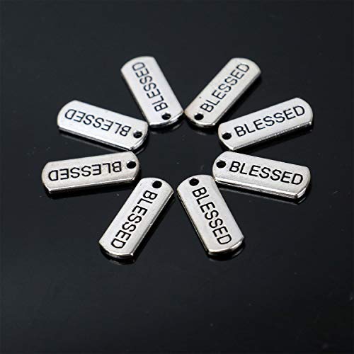 HUELE 100 pcs Silver Tone Inspiration Charms Message Charms Pendants