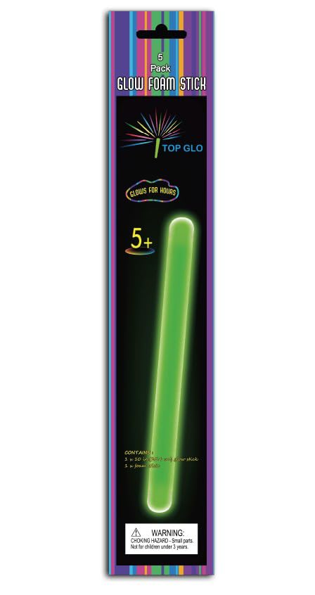 DJP 10" Premium Foam Glow Stick (Green) - Pack of 5