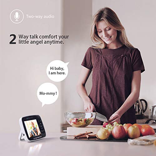 Cacagoo Video Baby Monitor With Remote Camera Pan Tilt Zoom 3 5 Color Lcd Screen Temperature Display Lullaby Two Way Audio With Wall Mount Kit Pricepulse