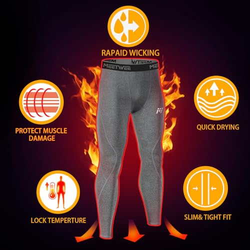 MEETWEE Men's Thermal Underwear, Long Thermal Underwear, Winter Trousers, Leggings, Functional Underwear Skiing