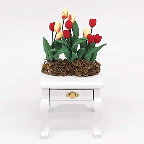 Gbell  Fine Flower Basket for 1:12 Mini Dollhouse Furniture , Mini Dollhouse Green Plant Bedroom Kitchen Room Decor Miniatures Accessory Pretend Play Toy for Little Girls Gifts (Red) - Thumbnail 3