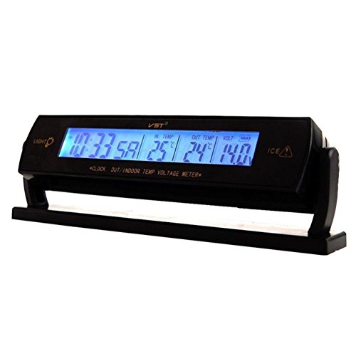 SAVEMORE4U18 3 in 1 Digital LCD Indoor Outdoor Thermometer Car Clock Battery Voltage Monitor