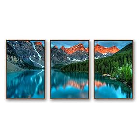 Framed Canvas Wall Art for Living Room, Bedroom Beautiful Nature Norway Landscape Canvas Prints for Modern Home Decoration Ready to Hang - 16"x24"x3 Panels