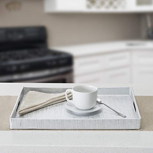 Home Basics Elegant Serving Tray with Handles (Silver) Pricepulse