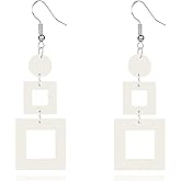 QLYOVWE 80s 90s Neon Earrings for Women Vintage Colorful Minimalist Multicolor Geometric Earrings Retro Oval Square Neon Earring for 80's Outfit Glow Party Accessories