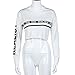 Women Teen Girls Long Sleeve Striped Crop Top Sweatshirt Pullover Cute Tops T Shirt (S, White)