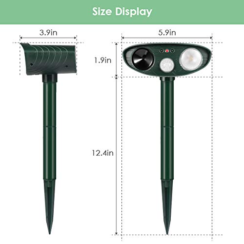Ultrasonic Dog Repellent, Solar Powered Waterproof PIR Sensor Repeller for Cats, Dogs and More