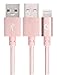 Lightning Cable 10ft Volts USB [Apple MFi Certified] Nylon Braided Charger w/ Aluminum Case on USB & 8-pin Connector for Apple iPhone 7 / 6 / 5 / 6s Plus, iPod, iPad & more (3 meter - Rose Gold)