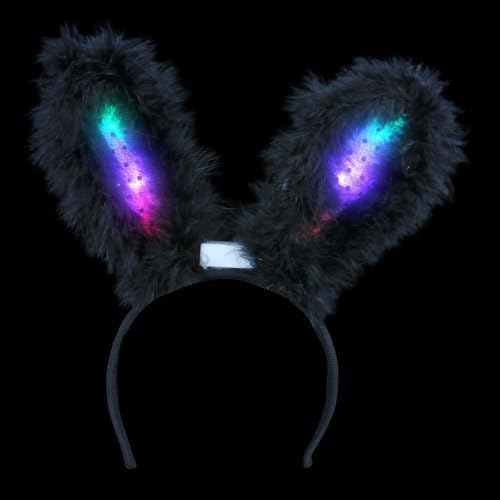 BLACK SEQUIN LED BUNNY EARS (1 DOZEN) - BULK