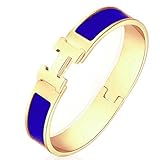 Gotomore Women's Stylish 316l Stainless Steel Anti-allergic H-shaped Buckle Bracelet Bangle - Gold + Light Blue