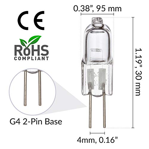 Simba Lighting Halogen G4 T3 20 Watt 280lm Bi-Pin Bulb 12 Volt A/C or D/C for Accent Lights, Under Cabinet Puck Light, Chandeliers, Track Lighting, 20W 12V 2 Pin JC Warm White 2700K Dimmable, 5-Pack