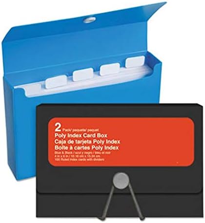 1InTheOffice Index Card Box, Poly Plastic, 4 x 6, 2/Pack
