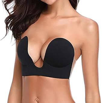 Plus-Size Self Adhesive DD Bra - Plunge Push Up Strapless