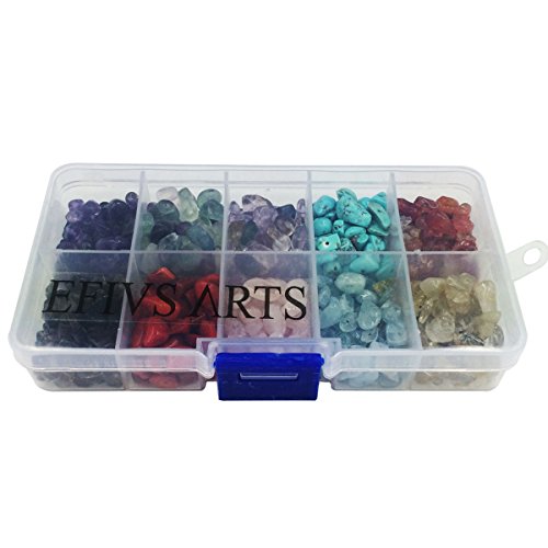 Efivs Arts Natural 10 Assorted Chips Stone Crushed Chunked Crystal Pieces Irregular Shaped Loose Beads in Bulk Value Pack - Thumbnail 2
