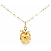 Gold Filled Apple Necklace – Handmade Dainty Fruit Pendant, Teacher Gift Jewelry