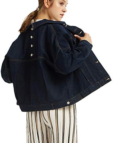 バックボタン ゆったり レディース デニムジャケット 内ポケット付き バックシャン (ライトブルー ＆ ブルー ＆ インディゴ × M L) 大きいサイズ ジージャン 大きめ gジャン ビッグ Le ciel clair（ル シエル クレール）