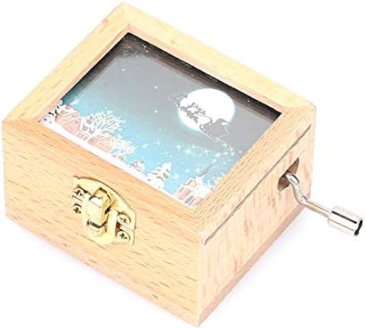 CAIDUD Music Case Music Box Beautiful Wooden Snowman Elk