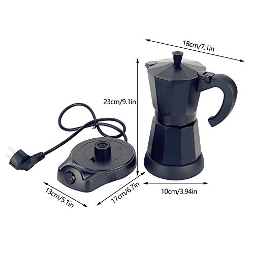 Espressokocher Geeignet Edelstahl Mokkakanne 300ml/ 6 Tassen Espresso Maker Set 220-240V / 50Hz, Aluminium, Schwarz – Bild 8