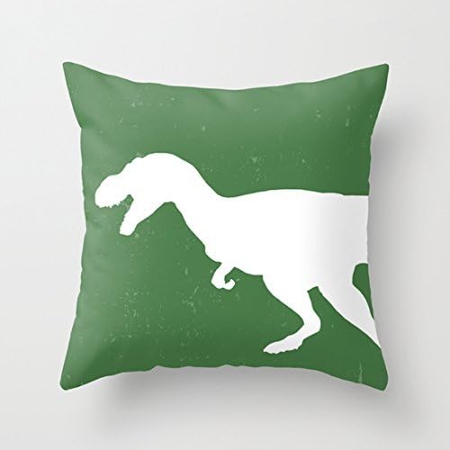 Cute Dinosaur Green Canvas Pillows Pillow Case Decorative Throw Pillow Covers with Zip for Kids Bed Room