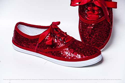 red sequin tennis shoes