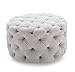 Round Ottoman Grey, This Large Tufted Round Ottoman Features a Textured All Over Sleek Contemporary Look, This Gray Round Ottoman Is the Perfect Footstool in Your Living Room Area!