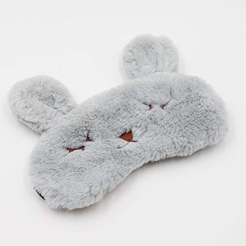 ZTL Cute Animal Eye Mask Soft Plush Sleep Masks for Women Girls Home Sleeping Traveling (Grey Rabbit) - Thumbnail 2