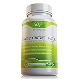 Premium Betaine HCL with Digestive Enzyme Pepsin- 250 Capsules- Healthy Gastric Function - Improves Digestion - Promotes Protein Digestion & Mineral Absorption - Gluten Free