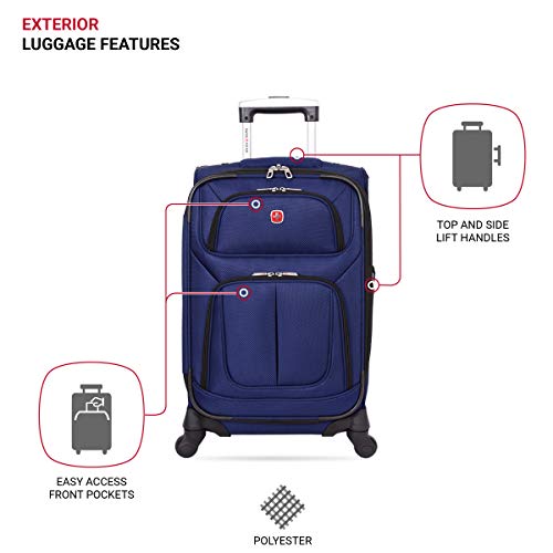 SwissGear Sion Softside Expandable Roller Luggage, Blue, CarryOn 21
