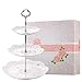 Sumerflos 3-Tier Porcelain Cake Stand, Elegant Embossed Cupcake Dessert Stand - Pastry Tiered Serving Tray for Tea Party, Baby Shower and Wedding (Pure White)