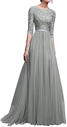 Vintage Floral Lace 3/4 Sleeves Floor Length Retro Evening Cocktail Formal Bridesmaid Gown Long Maxi Dress Long Mock Dress