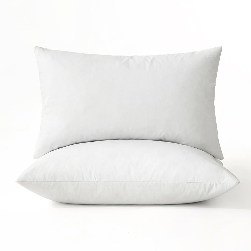 MIULEE Pillows Queen Size Set of 2 Down Feather Throw Pillows for Couch Sofa Bed, Decorative Fluffy Cotton Fabric Inserts,White 20x30 Image MIULEE Pillows Queen Size Set of 2 Down Feather Throw Pillows for Couch Sofa Bed, Decorative Fluffy Cotton Fabric Inserts,White 20x30 Image
