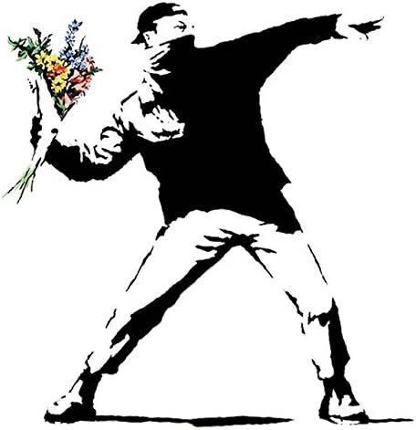 Amazon Co Jp Fit You バンクシー グラフィティ ストリート アート キャンバスポスター 面白い絵 花を投げる Home Kitchen