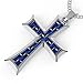 Coolman Cross Pendant Necklace Stainless Steel Blue Carbon Fiber Christian Cross with 23.6 Inches Chain