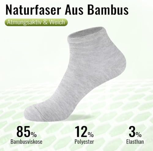 12/24 Paires de Chaussettes Sneaker pour Homme et Femme en Bambou, Anti-Odeur Respirantes Douces Demi-Chaussettes Courtes pour Quotidien Loisirs Shopping et Maison