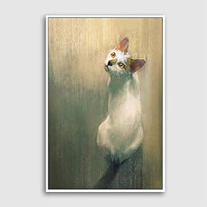Framed Canvas Home Artwork Decoration Cute Cat Canvas Wall Art for Living Room, Bedroom - 16x24 inches