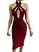 TOB Women's Sexy Halter Bodycon Off Shoulder Club Dress Wine Red
