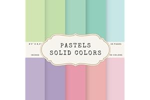 Pastels Scrapbook Paper - Solid Colors: 50 Sheets, 50 Colors, 8,5 x 8,5 Inches - Perfect For Pastel Themed Crafts