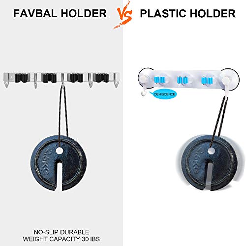 Favbal Garage Storage Stainless Steel Mop Broom Holder Wall Mount Heavy