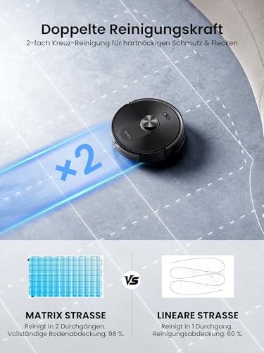 Proscenic Q10+ Robot Vacuum Cleaner with Wiping Function, 10000Pa 200min Vacuum Cleaner Robot, Intelligent Laser Navigation with 5 Maps, Smart Control via App, Alexa & Siri Apple Watch, Hard Floors