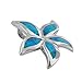 Sterling Silver Synthetic Blue Opal 1 Inch Starfish/Plumeria Pendant Necklace, 18+2