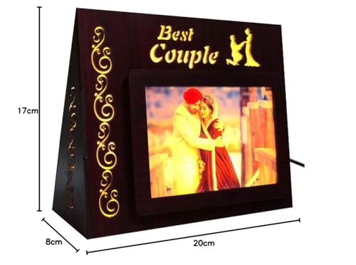 MYGIFTYSHOP Engineered Wood Customized Best Couple Led Photo Table Lamp | Best Anniversary Wedding Couple Gift | For Husband Wife Friends Parents 4