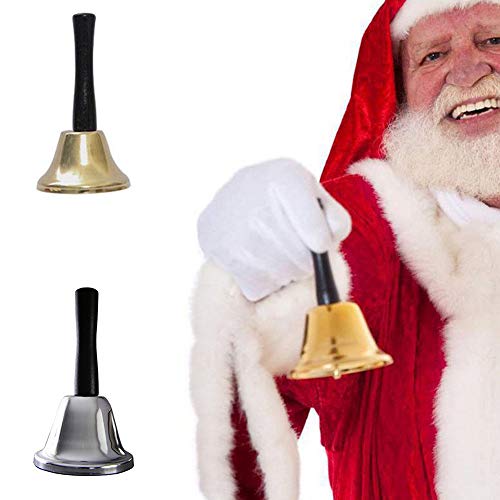 Domccy Silver Steel Tea Hand Bell for Wedding Events Decoration, Food Line, Alarm, Jingles, Ringing Stationery and Office Supplies, conferences, Home Office Supplies - Thumbnail 2