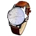 LinTimes Fashion Elegant Mens Watch Quartz Analog Business Leisure Wristwatch Brown Band White Dial primary