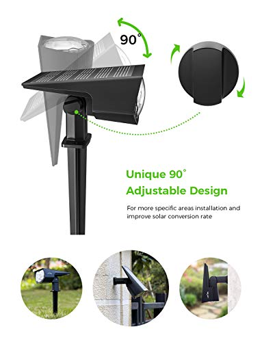 LITOM 12 LED Solar Landscape Spotlights, IP67 Waterproof Solar Powered Wall Lights 2-in-1 Wireless Outdoor Solar Landscaping Light for Yard Garden Driveway Porch Walkway Pool Patio 2 Pack Multicolored - Thumbnail 4