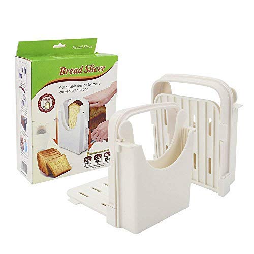 Bread Slicer, Adjustable Bread/Roast/Loaf Slicer Cutter, Sandwich Maker Slicing Machine Folding and Adjustable Handed Bread Slicer with 5 Slice Thicknesses  (White 2) - Thumbnail 7