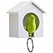 Bird Nest Key Holder White House with Green Bird Key Ring Whistle Key Hanger Rack (Green, White House) (White)