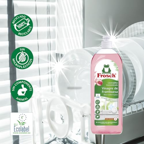 - Lavavajillas a Mano Líquido Concentrado Ecológico Vinagre de Frambuesa, Extra Desengrasante y eficacia - Pack de 10 Unidades x 750 ml