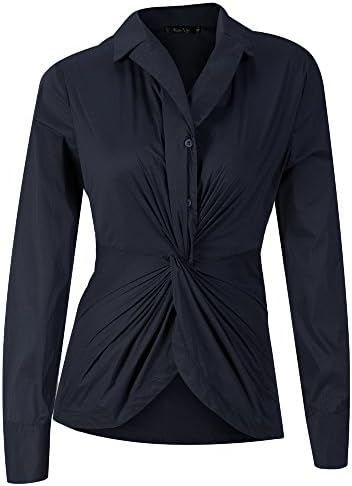 Kaigenina Womens Long Sleeves Button Down Pullover Stretch Formal Casual Shirt